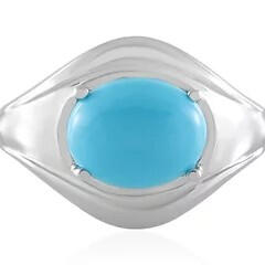 Bague "Œil du Dharma". Argent massif et turquoise tibétaine. Symbole du regard bienveillant du Bouddha.